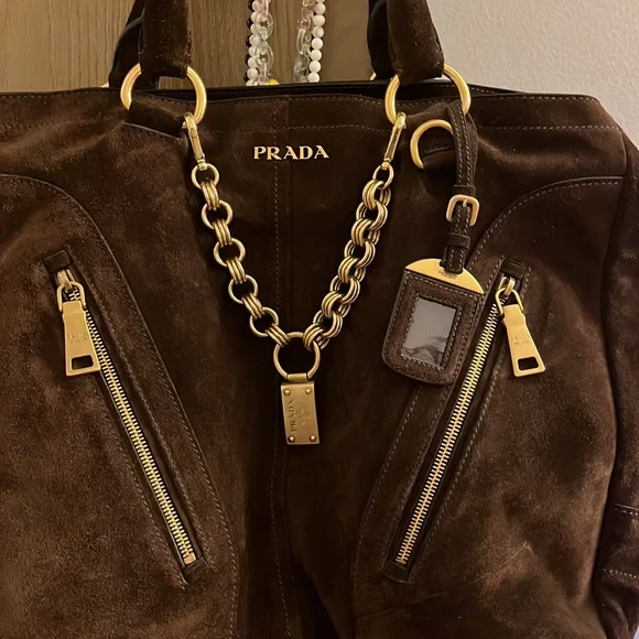 Prada suede scamosciato tote mogano - Picture 16 of 16